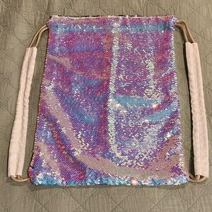 Canvas Drawstring Backpack w/ Pearlescent Flip-Sequins